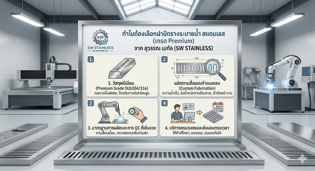 ทำไมต้องเลือกฝาปิดรางระบายน้ำจาก สุวรรณ เมทัล (SW Stainless)
