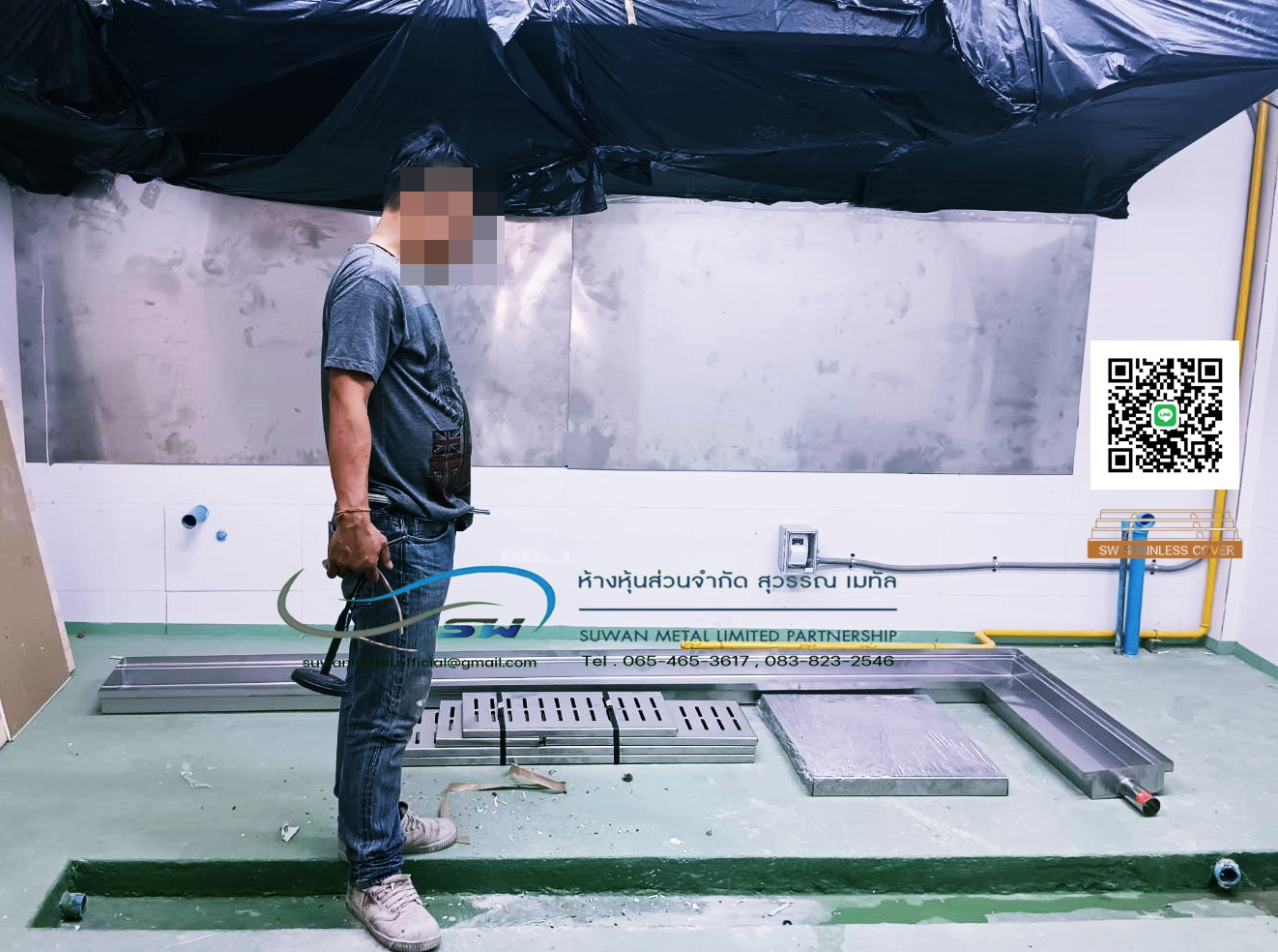 ห้องครัวโซนประกอบอาหาร รางตัวแอล